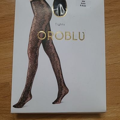 OROBLU Floral Net Tights Black Size S/M